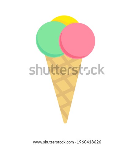 Vector ice cream clip art isolated on white background. Ice-cream cone illustration. Sweet food design element.