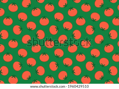 Tomato pattern wallpaper. Tomato vector. Tomato on green background.