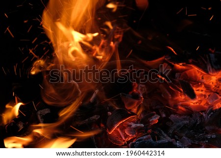 Close up of a fire with flames