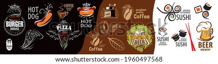 Vector set of drawn signs of fast food