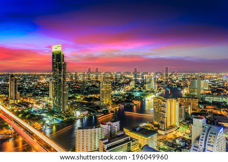 Bangkok City at twilight  in capital of Thailand