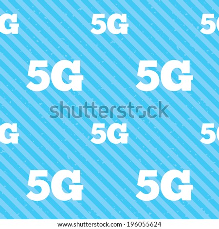5G sign icon. Mobile telecommunications technology symbol. Seamless diagonal lines texture. Blue grunge texture background. Vector