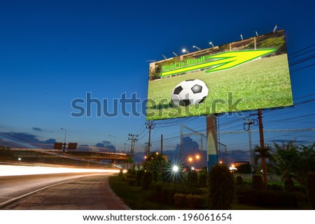 Football in the field display on billboard