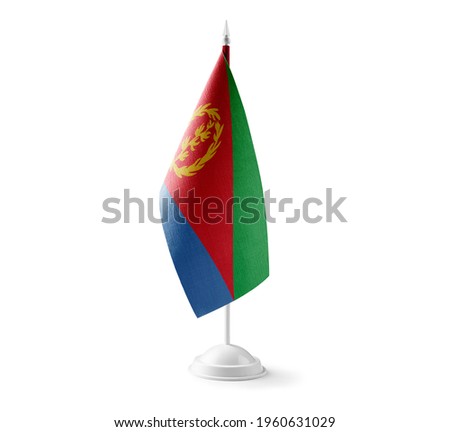 Small national flag of the Eritrea on a white background