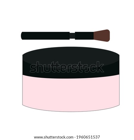 Glass transparent jar with pink body cream, cosmetic facial care, vector clip art on a white background.