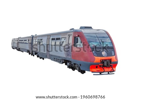 Small passenger commuter train isolated on white background