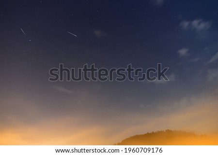 April Lyrids meteor shower in the night sky.