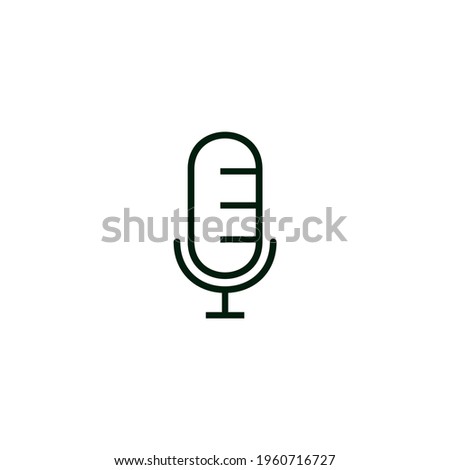 Podcast icon or logo design. Microphone in line art style. Vector