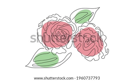 One line rose design. Hand drawn minimalism style vector illustration. Isolated on white background