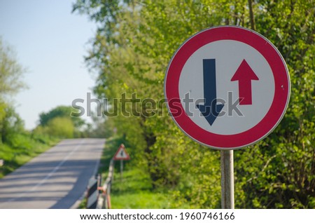 Traffic sign next to the main road