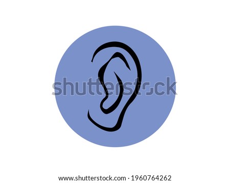 human ear icon , ear vector with blue color 