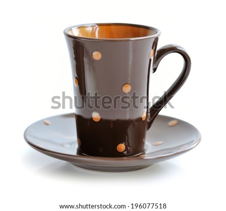 Coffee cup and saucer isolated on white