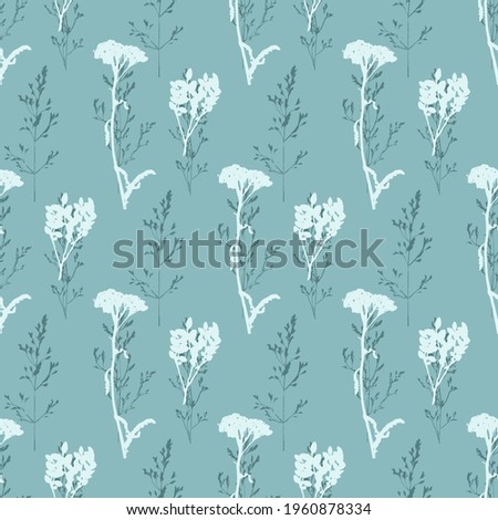 Silhouettes of wildflowers  vector seamless pattern. Decorative  plants illustration, good for printing. Great for label, print, packaging, fabric.