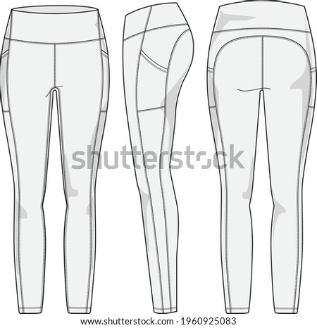 Women's athletic wear legging vector technical sketch Royalty-Free Stock Photo #1960925083