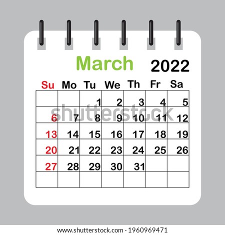 Template calendar 2022. March 2022 calendar sheet in abstract style. Vector illustration. EPS 10. Stock image.