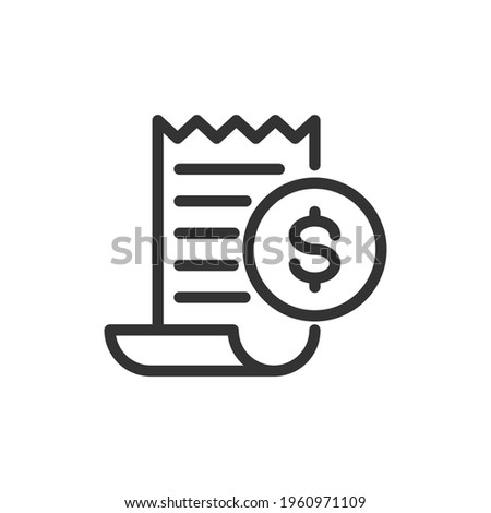 Bill minimal line icon. Web stroke symbol design. Bill sign isolated on a white background. Premium line icon.