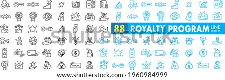 Royalty program line icon set. Included icons as member, VIP, exclusive, diamond, badge, high level and more. Royalty-Free Stock Photo #1960984999