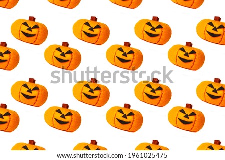 Halloween seamless pattern of pumpkin isolated on white background. Creative packaging design in the concept of minimalism