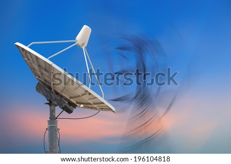 Satellite dish sky sun stars communication technology network image background for design sunset 