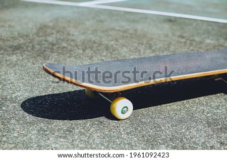 skateboard on an old tennis court, skating concept Copy space