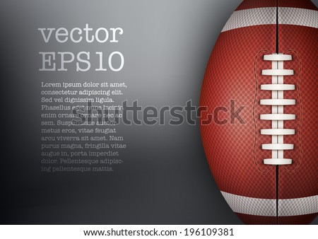 Dark Background of American Football and rugby sports. Theme of list and schedule of players and statistics. Realistic Vector Illustration.