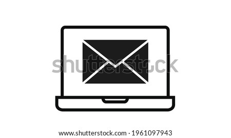 Laptop Mail Icon. Vector isolated illustration of a laptop with a mail sign