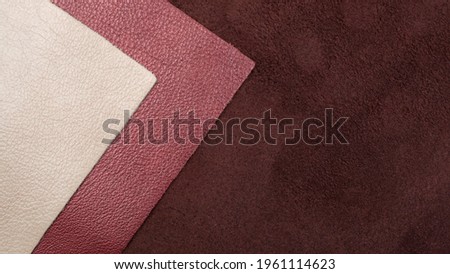 Different colors natural leather textures samples
