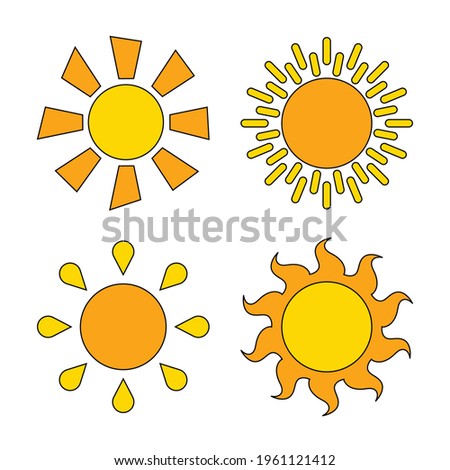 Flat icon illustration graphic symbol of summer sun vector set. Good for logo, web button, website design, and mobile app.