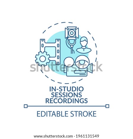 In-studio sessions recordings concept icon. VE content idea thin line illustration. Planning and pre-production. Pre-recorded content. Vector isolated outline RGB color drawing. Editable stroke