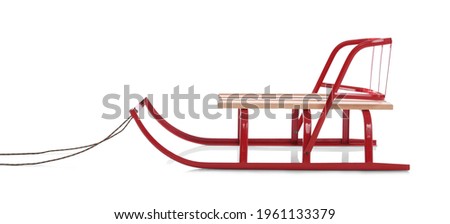 Stylish sleigh on white background. Winter activity