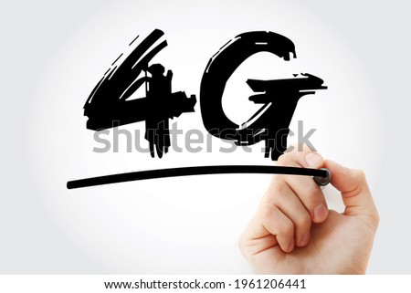 4G - fourth generation cellular data text with marker, technology concept background