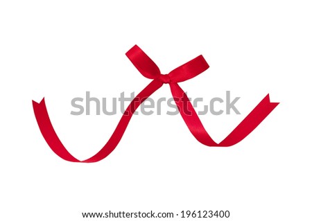 Red ribbon bow on white background.