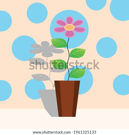 flower pot with background and drop shadow vector