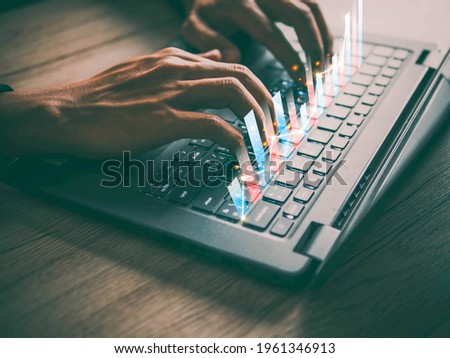 Stock market. Business growth, planing and strategy concept. businessman hand working with computer and business strategy as concept.