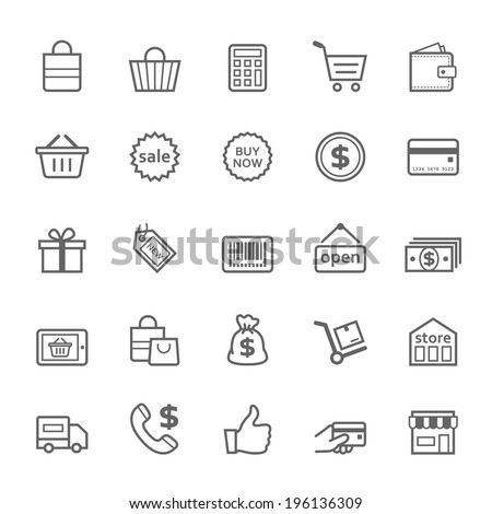 Set of Outline stroke Shopping icons Vector illustration Royalty-Free Stock Photo #196136309
