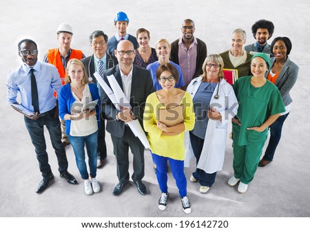 Diverse Multiethnic People with Different Jobs Royalty-Free Stock Photo #196142720
