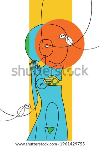 Mother Nature. color illustration of a woman representing the earth, nature and life