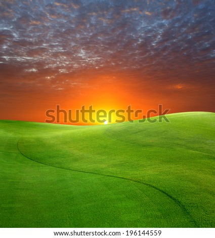 sunrise on golf field
