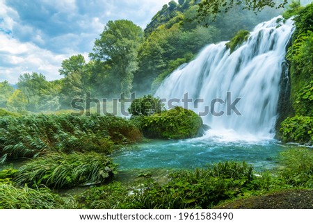Marmore falls, Cascata delle Marmore, in Umbria region, Italy Royalty-Free Stock Photo #1961583490