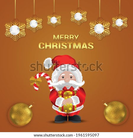 Christmas celebration greeting card with creative vector illustration and gold party balls