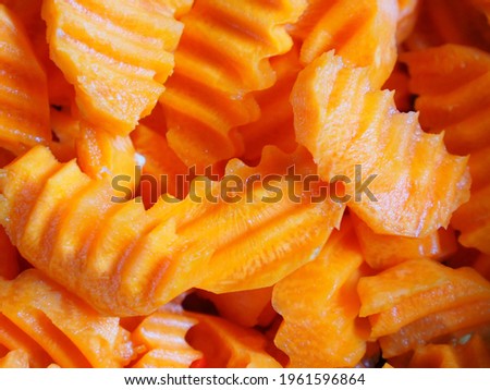 Picture of sliced carrots prepared to make soup.