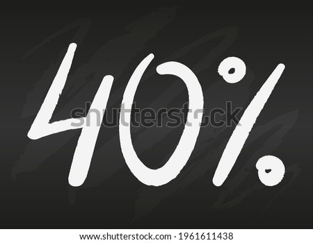 40 fourty percent sign on black chalkboard Simple flat vector illustration