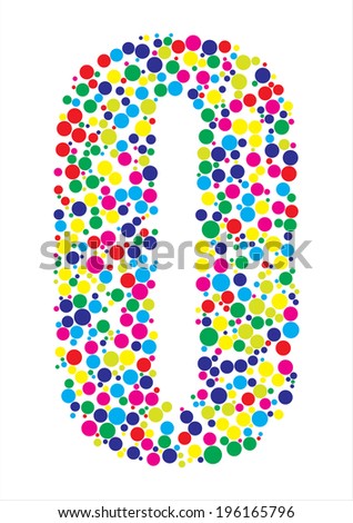 Vector illustration of  number zero over the white background