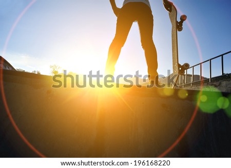 skateboarding woman sunrise 