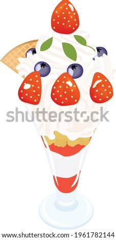 Illustration of a strawberry parfait