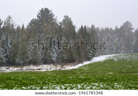 Late winter, early spring landscape in Bromont, Eastern township Quebec, Canada