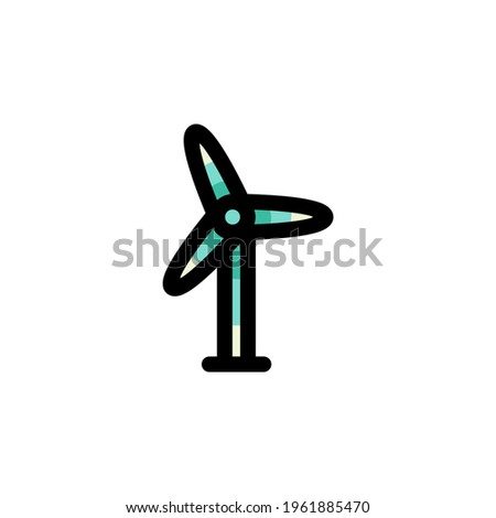 Wind Turbine Environment Outline Icon Logo Vector Illustration
