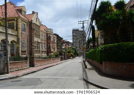 
colonial houses in the city with vegetation