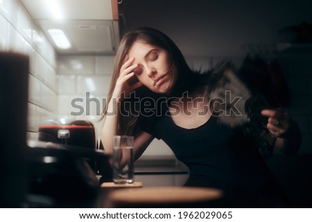 Woman Fanning herself During Nigh Time Complaining of Heat. Young person can not sleep in overheated apartment with broken air conditioner
 Royalty-Free Stock Photo #1962029065