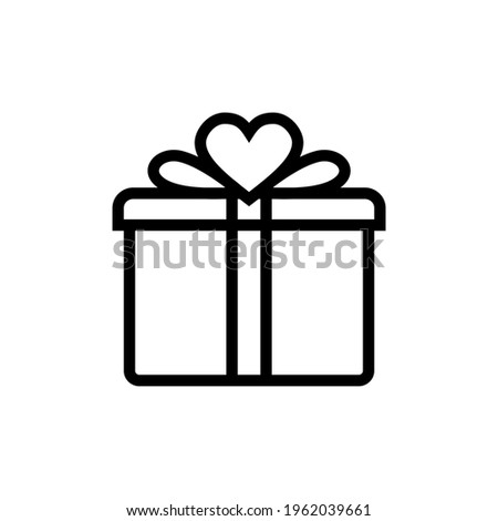 gift box with heart line icon, love and package, gift sign, vector graphics, a linear pattern on a white. gift box with heart sign icon